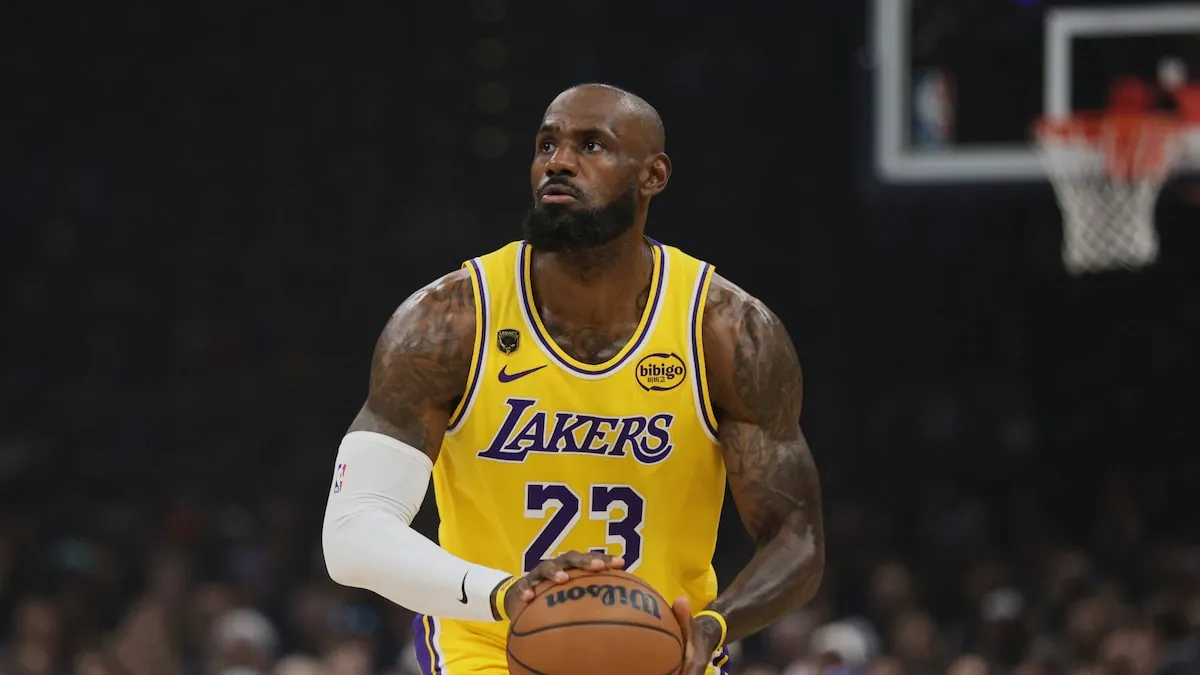 Los Angeles Lakers forward LeBron James prepares to shoot during the first half in Game 2 of a second-round NBA playoffs basketball series against the Oklahoma City Thunder, May 7, in Oklahoma City.Nate Billings/The Associated Press