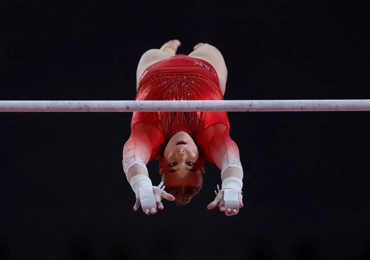 Canada's Elsabeth Black in action on the uneven bars during the Women's All-Around Final.Matthew Childs