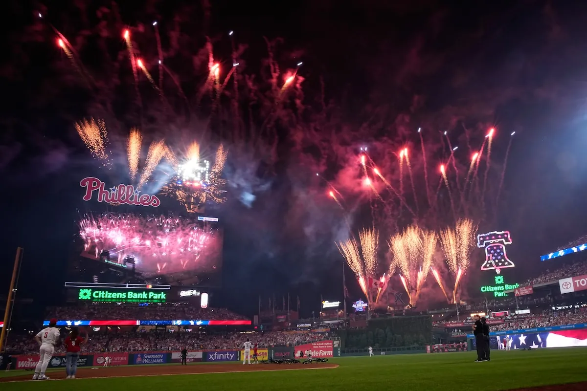 Fireworks are set off during the All-Star Game.Matt Slocum/The Associated Press