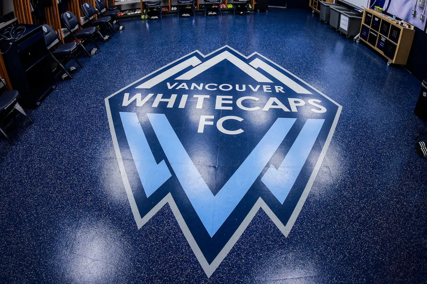 VANCOUVER, BRITISH COLUMBIA - FEBRUARY 21: The logo of Vancouver Whitecaps FC is displayed in the dressing room prior the match against Real Salt Lake at BC Place on February 21, 2026 in Vancouver, British Columbia. (Photo by Elizabeth Ruiz Ruiz/Getty Images)